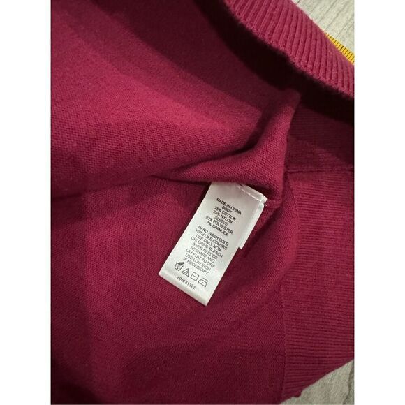 CeCe Burgundy Mock Neck Sequin Sleeve Knit Top Blouse - Picture 10 of 11